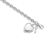 Sterling Silver Puffed Heart Locket Bracelet with Keys